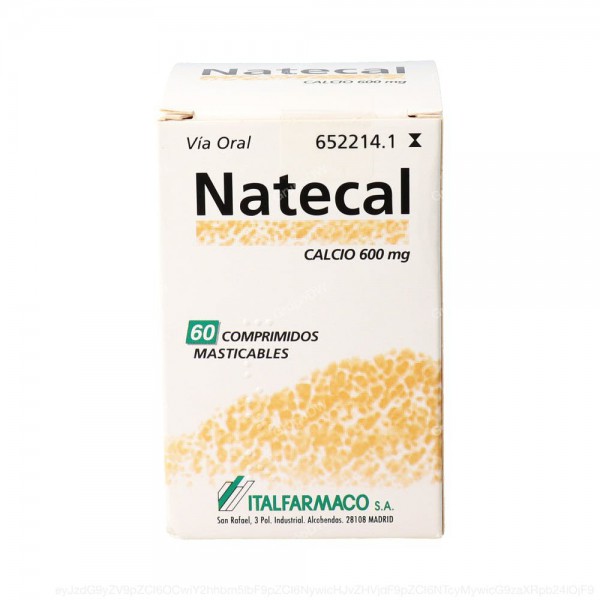 NATECAL 600 mg  COMPRIMIDOS MASTICABLES, 60...
