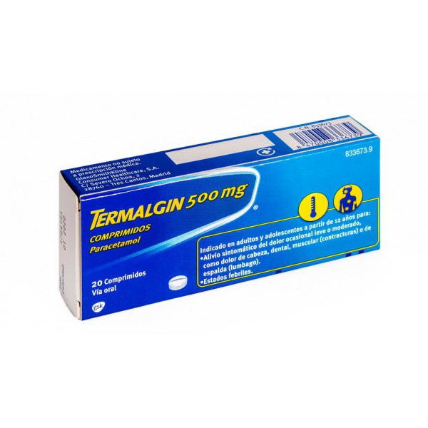 TERMALGIN 500 mg COMPRIMIDOS, 20 comprimidos